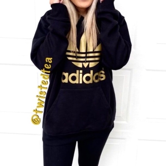 adidas Tops - NWT adidas originals black hoodie sweatshirt L